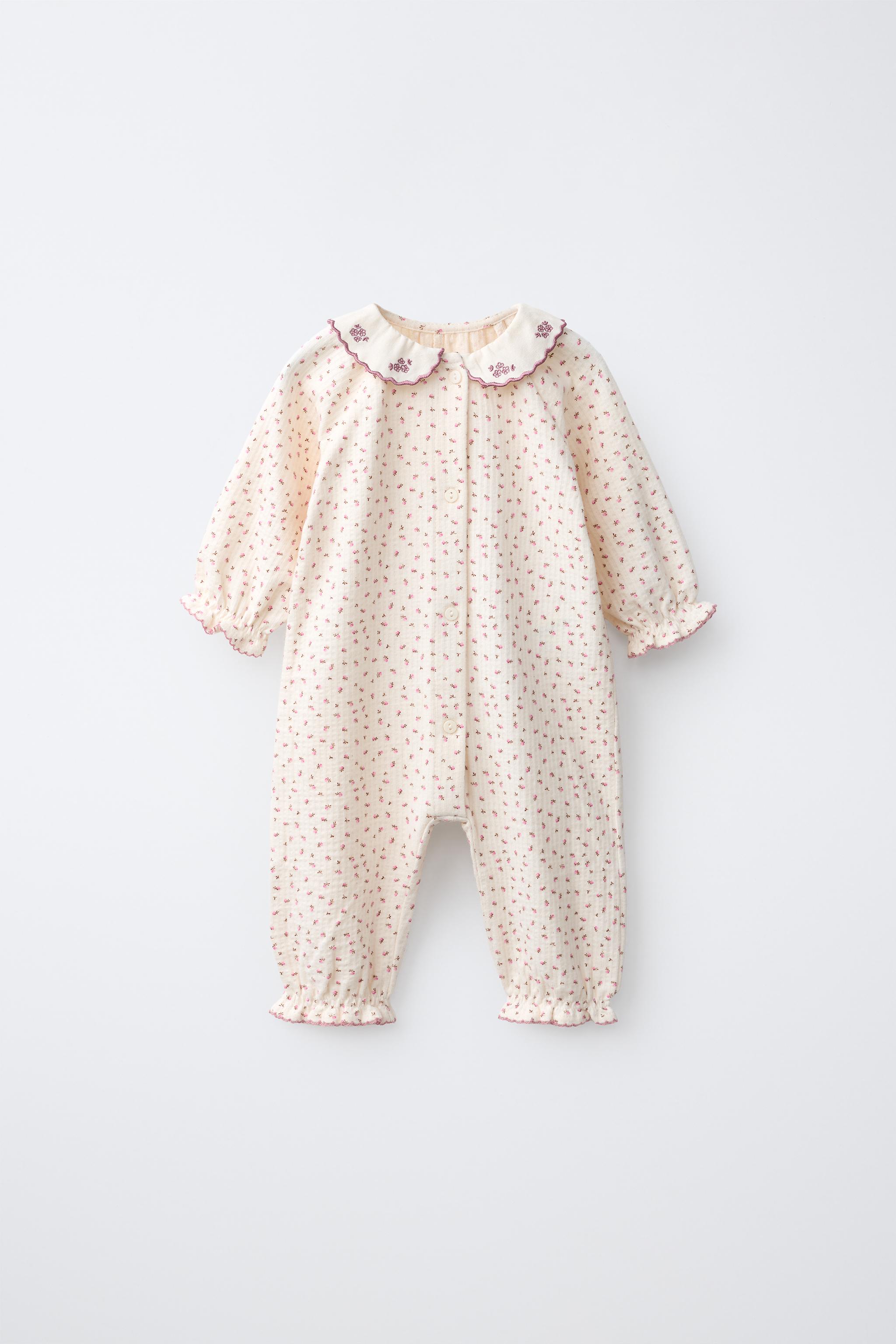TEXTURED FLORAL JUMPSUIT WITH EMBROIDERED COLLAR
